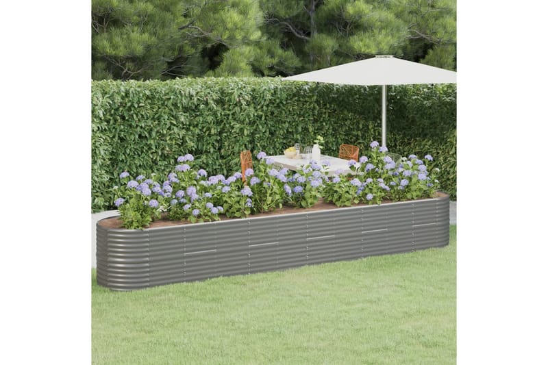 beBasic Plantekasse pulverlakkert stål 440x80x68 cm grå - GrÃ¥ - Hage - Dyrking & hagearbeid - Dyrking - Blomsterpotter - Blomsterkasser