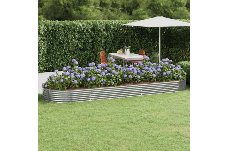 beBasic Plantekasse pulverlakkert stål 450x140x36 cm sølv - Silver - Hage - Dyrking & hagearbeid - Dyrking - Blomsterpotter - Blomsterkasser