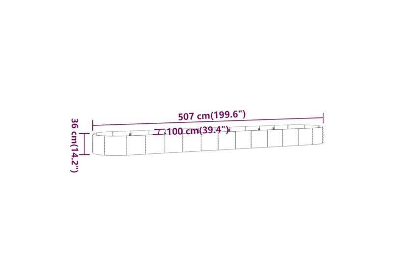 beBasic Plantekasse pulverlakkert stål 507x100x36 cm grå - GrÃ¥ - Blomsterkasser - Hagekrukker