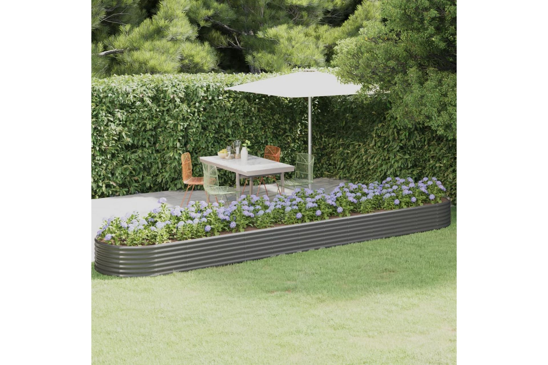 beBasic Plantekasse pulverlakkert stål 507x100x36 cm grå - GrÃ¥ - Hage - Dyrking & hagearbeid - Dyrking - Blomsterpotter - Blomsterkasser
