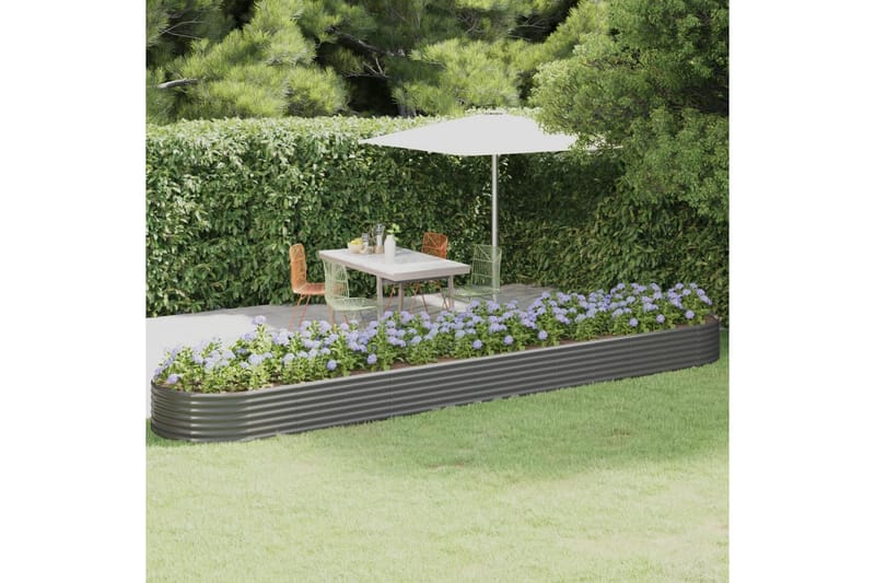 beBasic Plantekasse pulverlakkert stål 507x100x36 cm grå - GrÃ¥ - Hage - Dyrking & hagearbeid - Dyrking - Blomsterpotter - Blomsterkasser