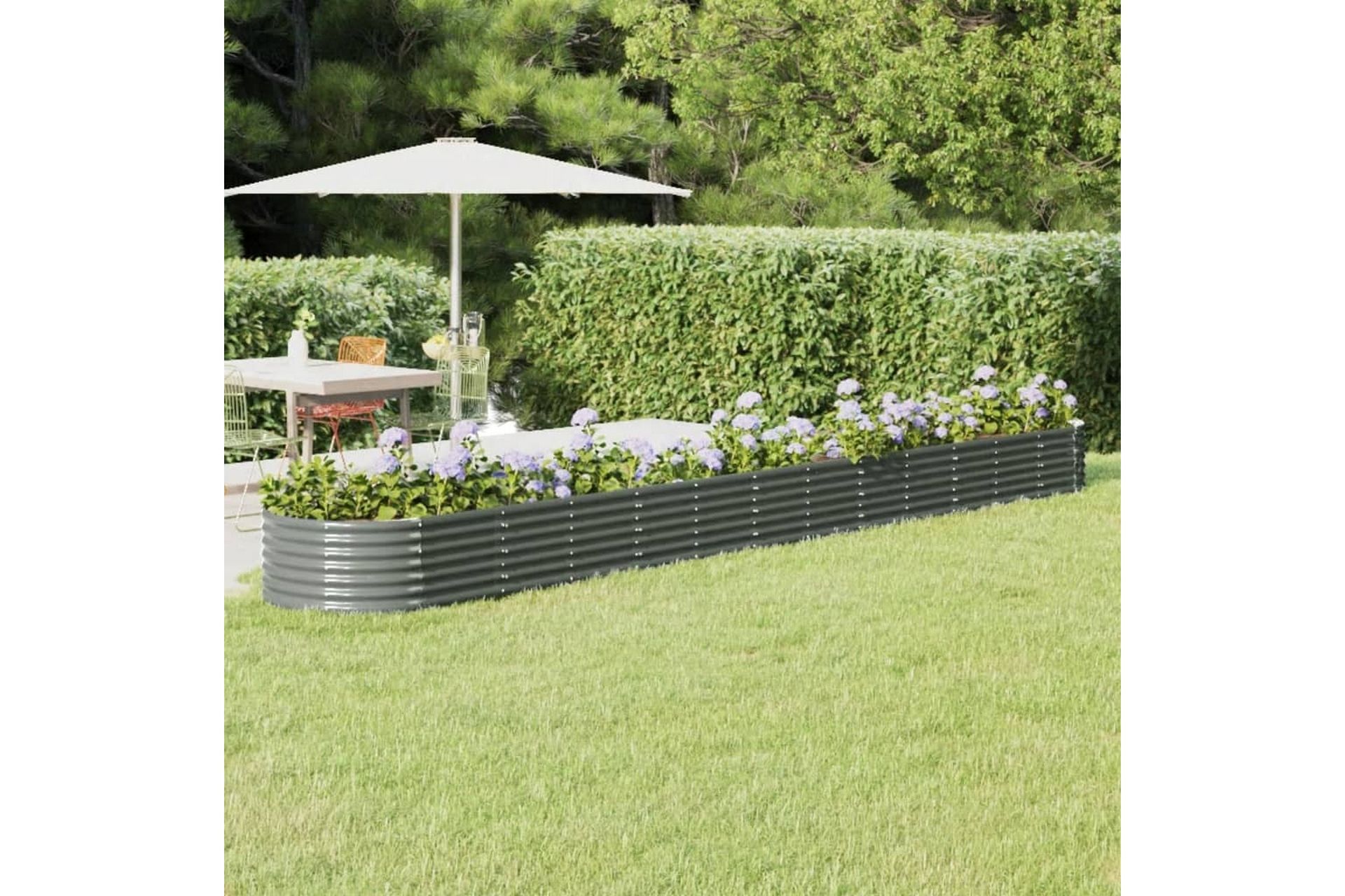 beBasic Plantekasse pulverlakkert stål 512x80x36 cm grå - GrÃ¥ - Hage - Dyrking & hagearbeid - Dyrking - Blomsterpotter - Blomsterkasser