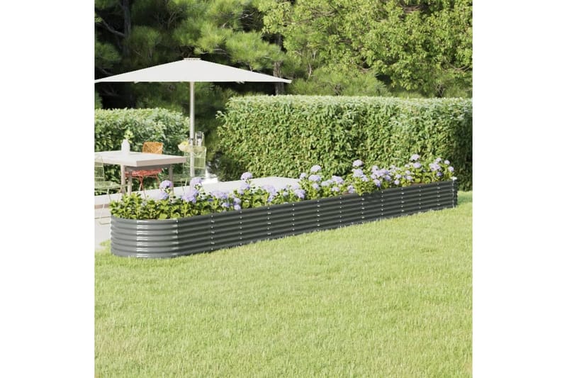 beBasic Plantekasse pulverlakkert stål 512x80x36 cm grå - GrÃ¥ - Hage - Dyrking & hagearbeid - Dyrking - Blomsterpotter - Blomsterkasser