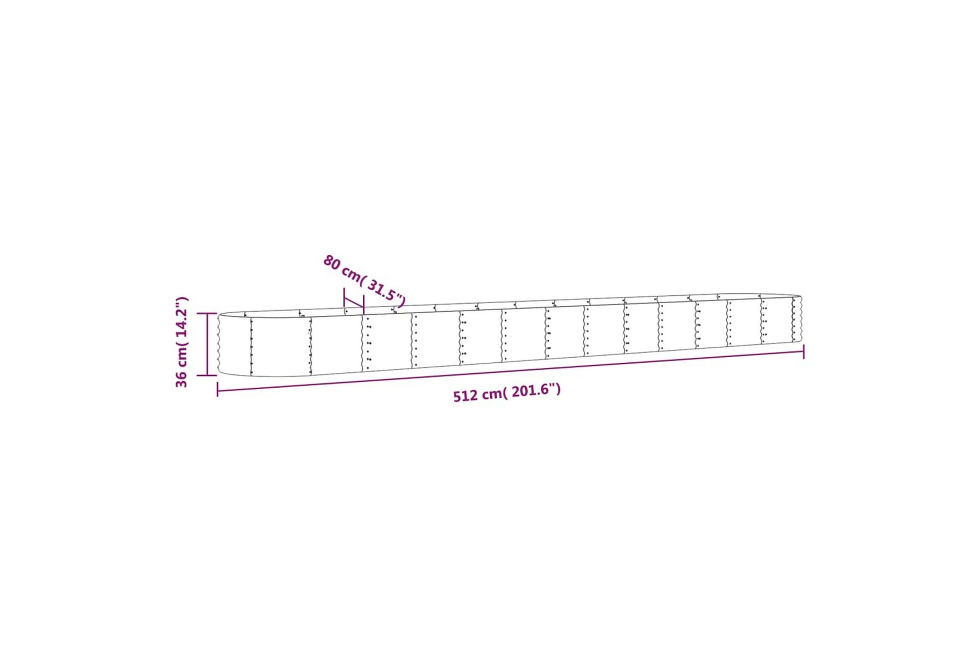beBasic Plantekasse pulverlakkert stål 512x80x36 cm grå - GrÃ¥ - Hage - Dyrking & hagearbeid - Dyrking - Blomsterpotter - Blomsterkasser