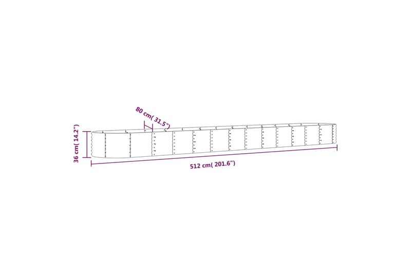 beBasic Plantekasse pulverlakkert stål 512x80x36 cm grå - GrÃ¥ - Hage - Dyrking & hagearbeid - Dyrking - Blomsterpotter - Blomsterkasser