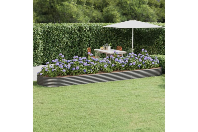 beBasic Plantekasse pulverlakkert stål 523x140x36 cm grå - GrÃ¥ - Hage - Dyrking & hagearbeid - Dyrking - Blomsterpotter - Blomsterkasser