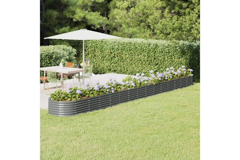 beBasic Plantekasse pulverlakkert stål 620x80x36 cm grå - GrÃ¥ - Hage - Dyrking & hagearbeid - Dyrking - Blomsterpotter - Blomsterkasser