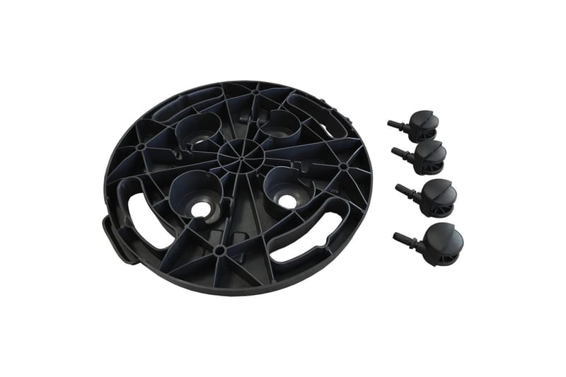 beBasic Plantetralle med hjul 3 stk diameter 30 cm svart 170 kg - Svart - Blomsterhylle & blomsterstativ