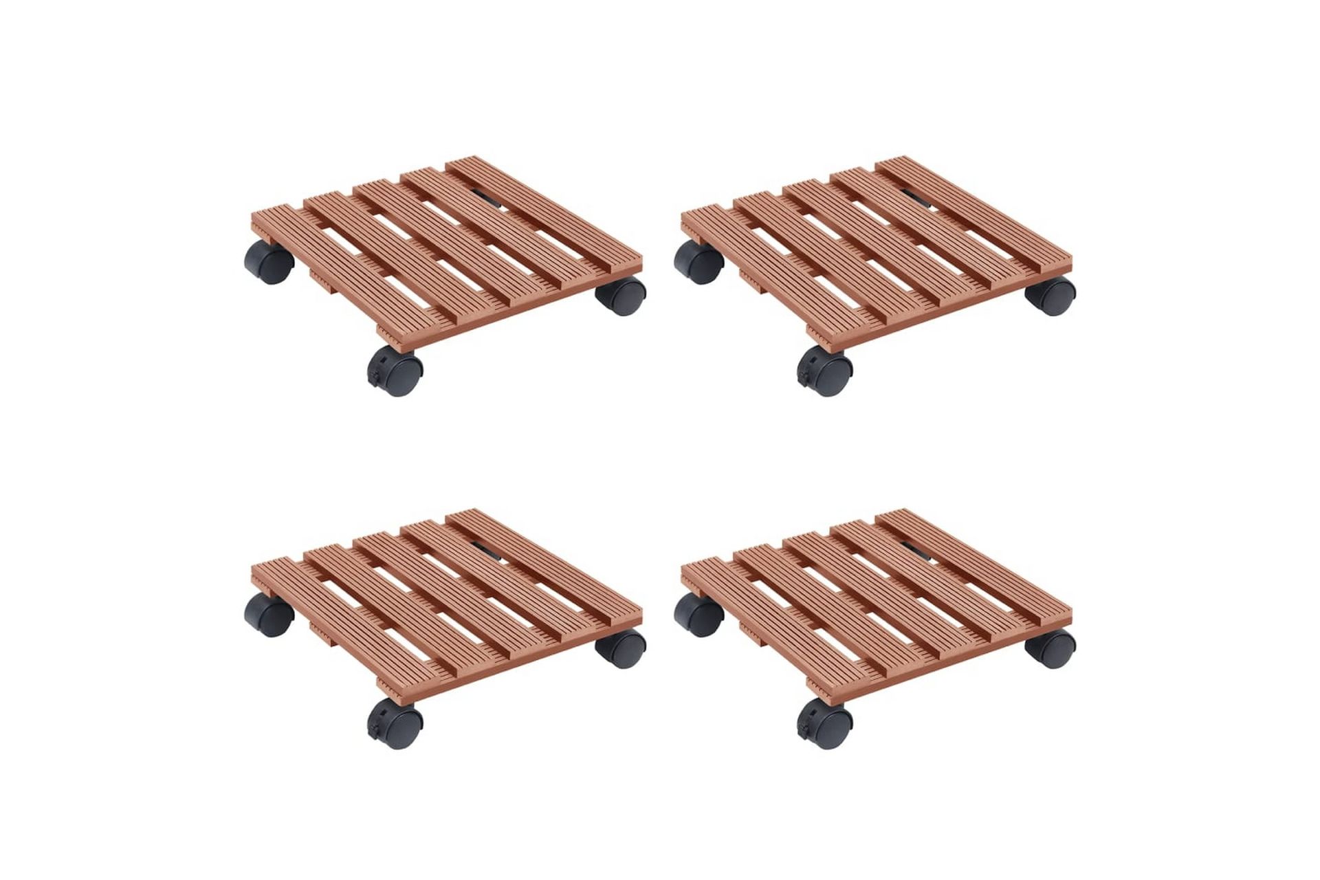beBasic Pottetraller 4 stk brun 30x30x7,5 cm WPC - Brun - Hage - Dyrking & hagearbeid - Dyrking - Blomsterpotter - Blomsterhylle & blomsterstativ