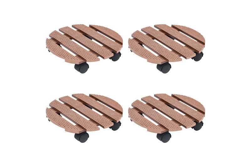 beBasic Pottetraller 4 stk brun Ã˜30x7,5 cm WPC - Brun - Hage - Dyrking & hagearbeid - Dyrking - Blomsterpotter - Blomsterhylle & blomsterstativ
