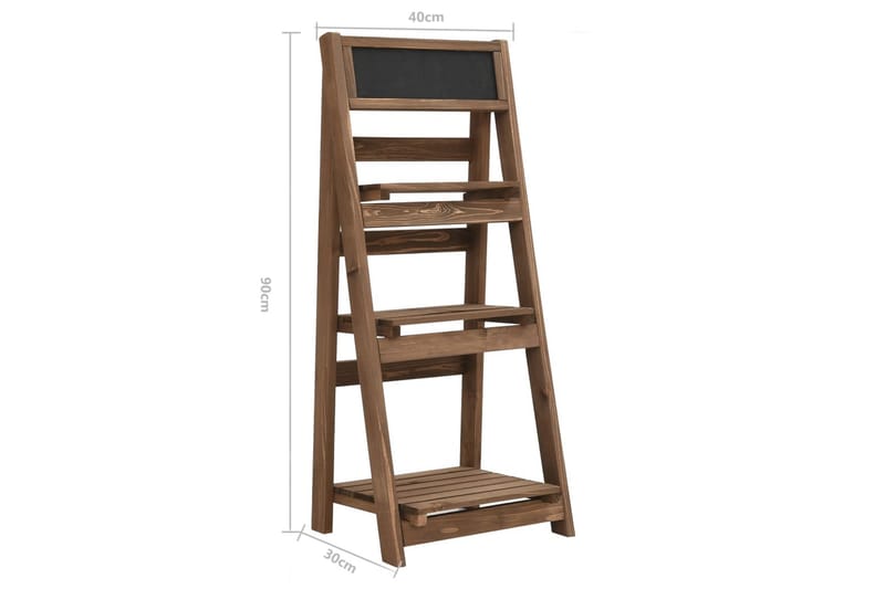 Blomsterstativ 3 etasjer med tavle 40x30x90 cm heltre gran - Brun - Hage - Dyrking & hagearbeid - Dyrking - Blomsterpotter - Blomsterhylle & blomsterstativ