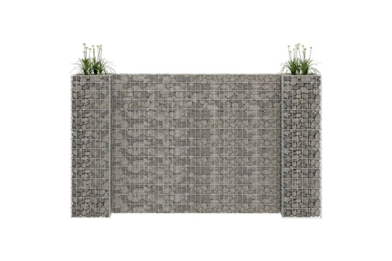 Gabion plantekasse H-formet ståltråd 260x40x150 cm - Hage - Dyrking & hagearbeid - Dyrking - Blomsterpotter - Blomsterhylle & blomsterstativ