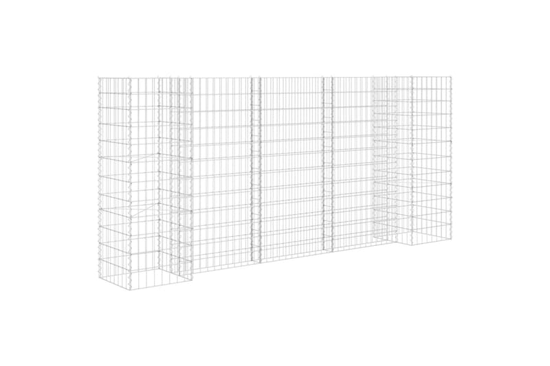 Gabion plantekasse H-formet ståltråd 260x40x120 cm - Hage - Dyrking & hagearbeid - Dyrking - Blomsterpotter - Blomsterhylle & blomsterstativ