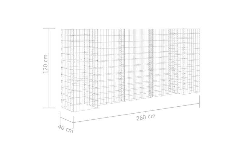 Gabion plantekasse H-formet ståltråd 260x40x120 cm - Hage - Dyrking & hagearbeid - Dyrking - Blomsterpotter - Blomsterhylle & blomsterstativ