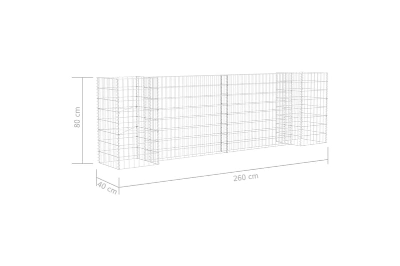 Gabion plantekasse H-formet ståltråd 260x40x80 cm - Hage - Dyrking & hagearbeid - Dyrking - Blomsterpotter - Blomsterhylle & blomsterstativ
