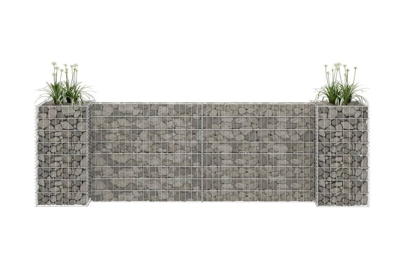 Gabion plantekasse H-formet ståltråd 260x40x80 cm - Hage - Dyrking & hagearbeid - Dyrking - Blomsterpotter - Blomsterhylle & blomsterstativ