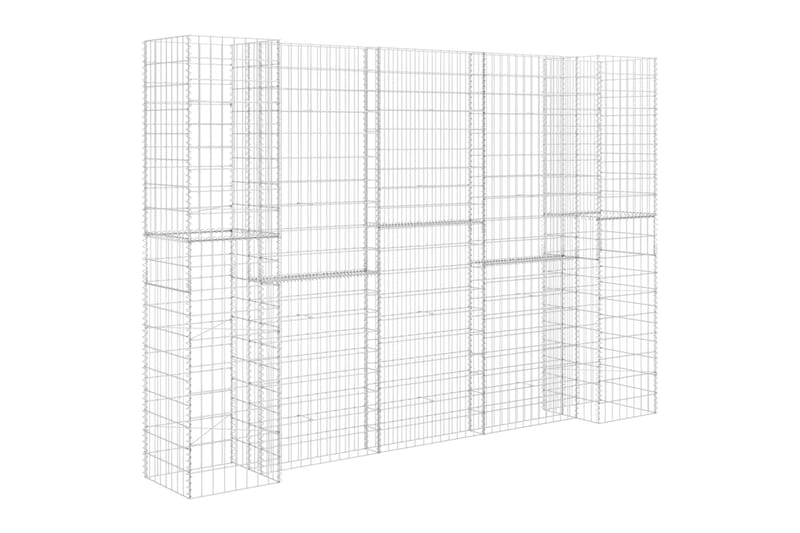 Gabion plantekasse H-formet ståltråd 260x40x180 cm - Hage - Dyrking & hagearbeid - Dyrking - Blomsterpotter - Blomsterhylle & blomsterstativ