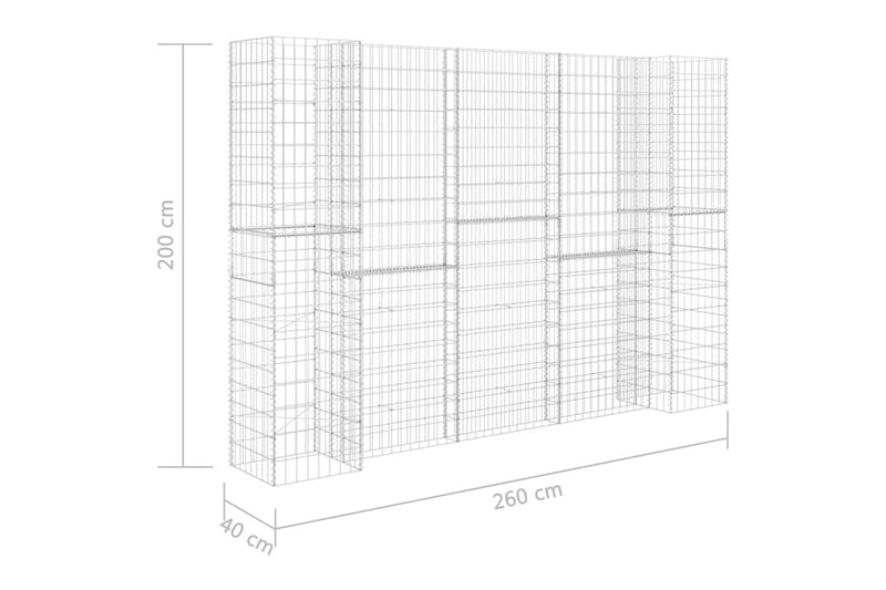 Gabion plantekasse H-formet ståltråd 260x40x200 cm - Hage - Dyrking & hagearbeid - Dyrking - Blomsterpotter - Blomsterhylle & blomsterstativ