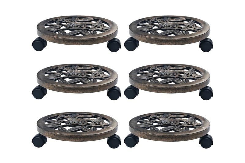 Pottetraller 6 stk bronse 30 cm plast - Brun - Hage - Dyrking & hagearbeid - Dyrking - Blomsterpotter - Blomsterhylle & blomsterstativ