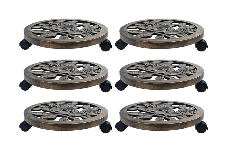 Pottetraller 6 stk bronse 38 cm plast - Brun - Hage - Dyrking & hagearbeid - Dyrking - Blomsterpotter - Blomsterhylle & blomsterstativ