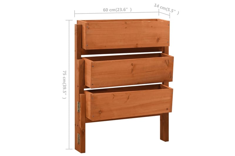 Sammenleggbar blomsterkasse oransje 60x14x75 cm heltre gran - Oransj - Hage - Dyrking & hagearbeid - Dyrking - Blomsterpotter - Blomsterhylle & blomsterstativ