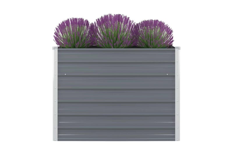 Forhøyet hagebed 100x100x77 cm galvanisert stålgrå - Hage - Dyrking & hagearbeid - Dyrking - Blomsterpotter - Blomsterkasser