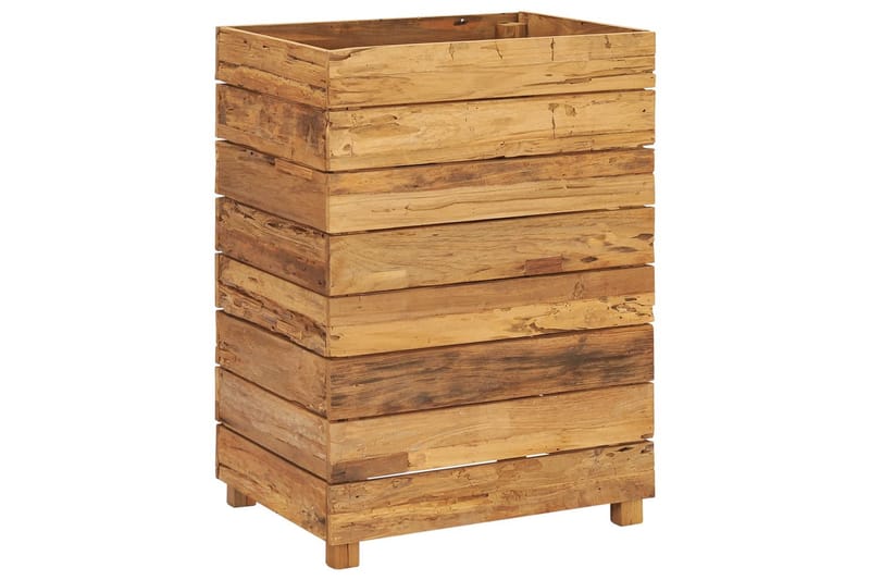 Høybed 50x40x72 cm resirkulert teak og stål - Hage - Dyrking & hagearbeid - Dyrking - Blomsterpotter - Blomsterkasser