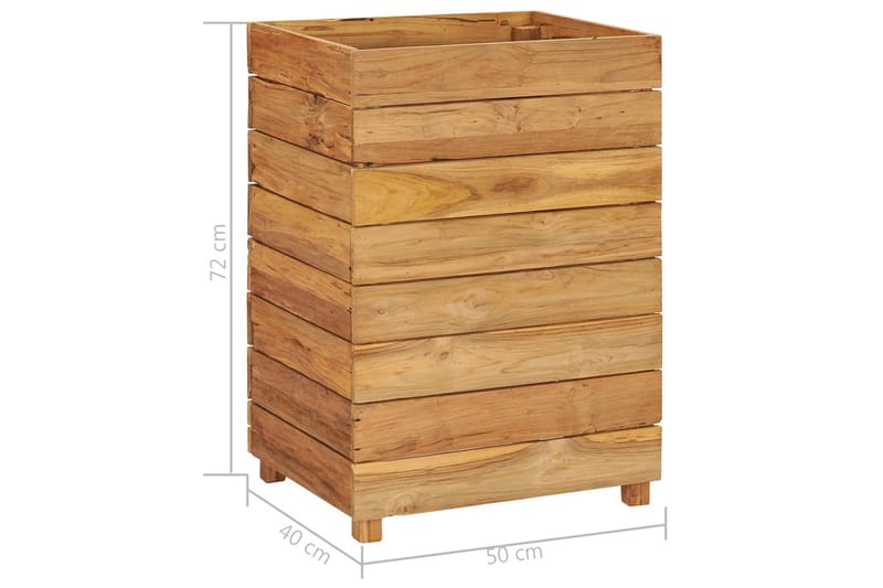 Høybed 50x40x72 cm resirkulert teak og stål - Hage - Dyrking & hagearbeid - Dyrking - Blomsterpotter - Blomsterkasser