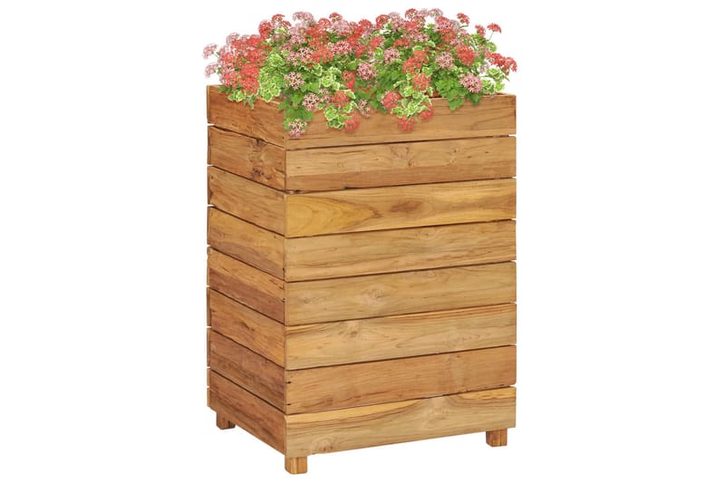 Høybed 50x40x72 cm resirkulert teak og stål - Hage - Dyrking & hagearbeid - Dyrking - Blomsterpotter - Blomsterkasser