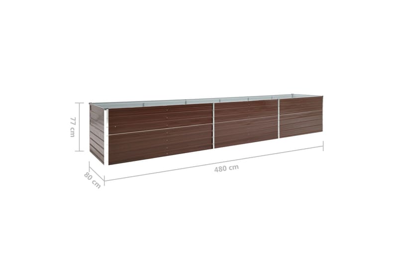 Høybed galvanisert stål 480x80x77 cm brun - Hage - Dyrking & hagearbeid - Dyrking - Blomsterpotter - Blomsterkasser
