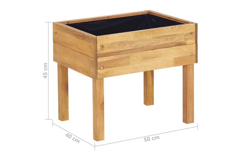 Hevet plantekasse 50x40x45 cm heltre akasie - Hage - Dyrking & hagearbeid - Dyrking - Blomsterpotter - Blomsterkasser