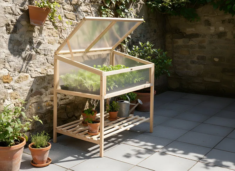 Drivhus for balkong Aranova grantre 58 cm - Brun/Transparent - Hage - Dyrking & hagearbeid - Dyrking - Blomsterpotter - Drivhusbenk