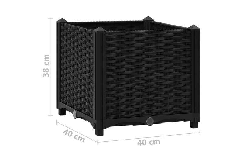 Høybed 40x40x38 cm polypropylen - Svart - Blomsterkasser - Hagekrukker