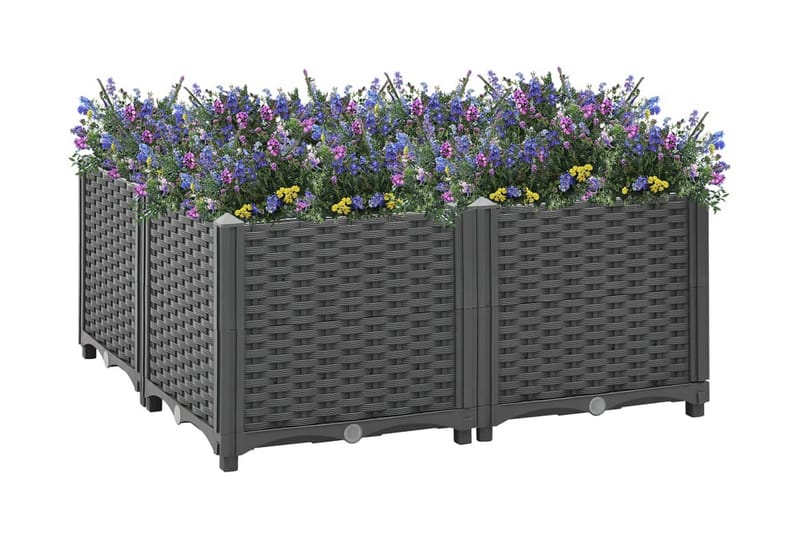 Høybed 80x80x38 cm polypropylen - Grå - Hage - Dyrking & hagearbeid - Dyrking - Blomsterpotter - Blomsterkasser