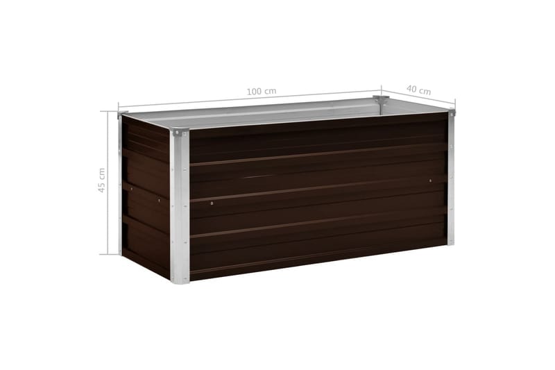 Høybed brun 100x40x45 cm galvanisert stål - Brun - Hage - Dyrking & hagearbeid - Dyrking - Blomsterpotter - Blomsterkasser