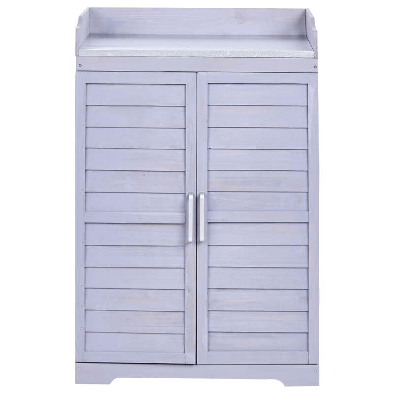 Plantebenk Tereville grantre 45x67 cm - Grå/hvit - Hage - Dyrking & hagearbeid - Dyrking - Blomsterpotter - Dyrkingsbenk