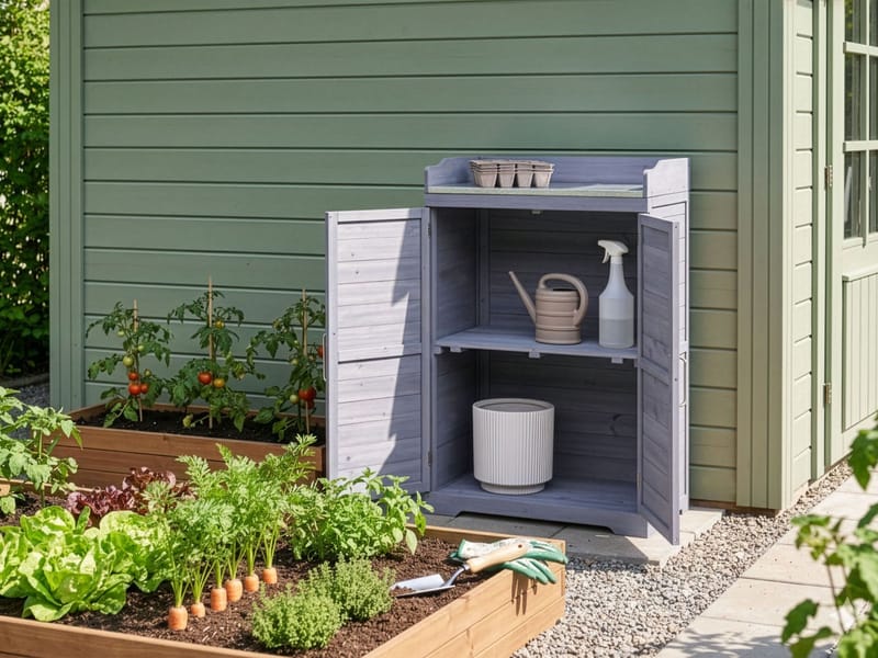 Plantebenk Tereville grantre 45x67 cm - Grå/hvit - Hage - Dyrking & hagearbeid - Dyrking - Blomsterpotter - Dyrkingsbenk