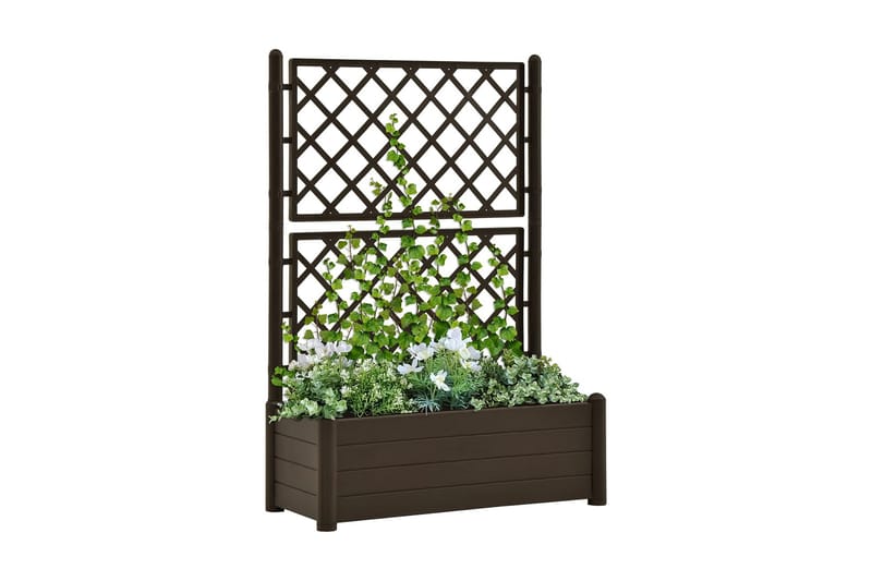 Plantekasse med espalier 100x43x142 cm PP mocca - Brun - Hage - Dyrking & hagearbeid - Dyrking - Blomsterpotter - Blomsterkasser