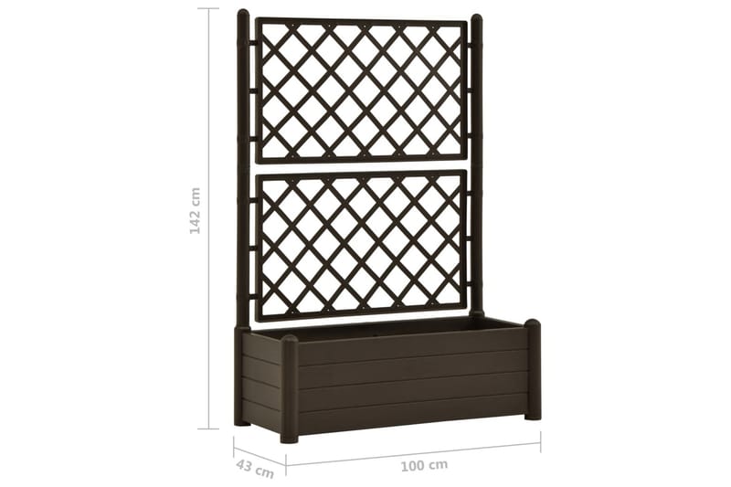 Plantekasse med espalier 100x43x142 cm PP mocca - Brun - Hage - Dyrking & hagearbeid - Dyrking - Blomsterpotter - Blomsterkasser