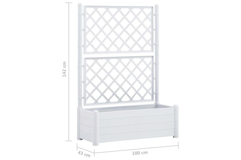 Plantekasse med espalier 100x43x142 cm PP hvit - Hvit - Hage - Dyrking & hagearbeid - Dyrking - Blomsterpotter - Blomsterkasser