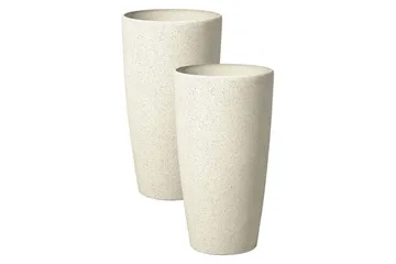 Trädgårdskruka Beliani Abdera set om 2 Beige, 23x23x42 cm Beige - Hage - Dyrking & hagearbeid - Dyrking - Blomsterpotter - Store blomsterkrukker