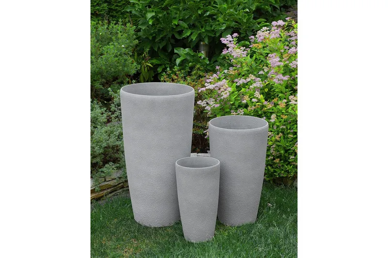 Trädgårdskruka Beliani Abdera set om 2 Grå, 23x23x42 cm Grey - Hage - Dyrking & hagearbeid - Dyrking - Blomsterpotter - Store blomsterkrukker