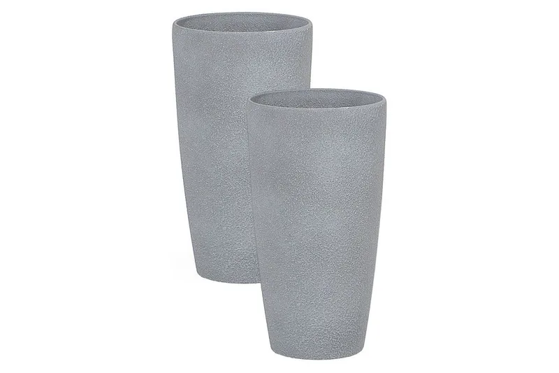 Trädgårdskruka Beliani Abdera set om 2 Grå, 23x23x42 cm Grey, undefined