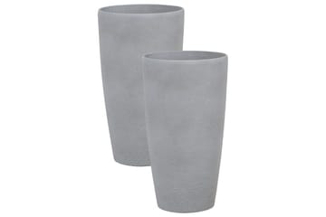 Trädgårdskruka Beliani Abdera set om 2 Grå, 31x31x58 cm Grey - Hage - Dyrking & hagearbeid - Dyrking - Blomsterpotter - Store blomsterkrukker