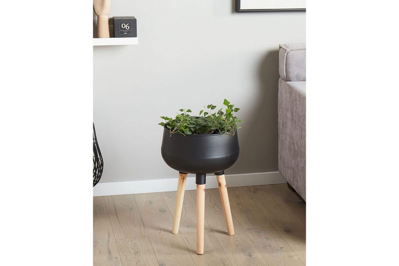 Trädgårdskruka Beliani Agros 30x30x47 cm Black||Light colored wood - Hage - Dyrking & hagearbeid - Dyrking - Blomsterpotter - Store blomsterkrukker