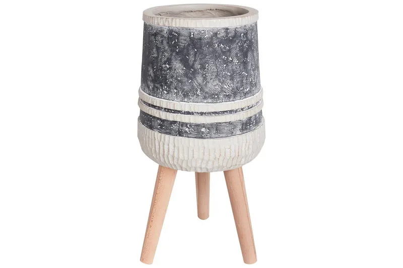 Trädgårdskruka Beliani Arisaema Light grey||Beige||Light colored wood, undefined