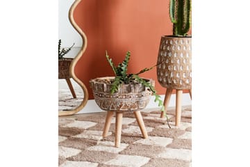 Trädgårdskruka Beliani Asplenium Brown||Light colored wood||White - Hage - Dyrking & hagearbeid - Dyrking - Blomsterpotter - Store blomsterkrukker