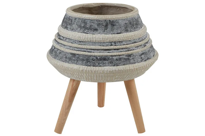 Trädgårdskruka Beliani Athaea Beige||Grey||Light colored wood, undefined