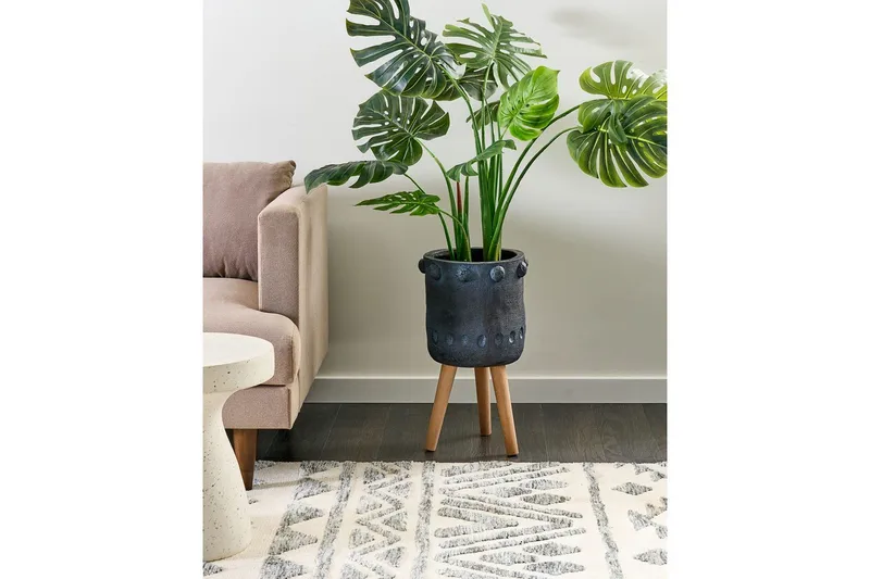 Trädgårdskruka Beliani Brunnera Light grey||blue||Light colored wood - Hage - Dyrking & hagearbeid - Dyrking - Blomsterpotter - Store blomsterkrukker