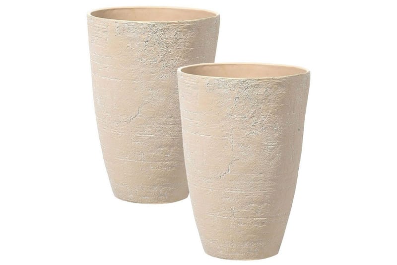 Trädgårdskruka Beliani Camia set om 2 Beige, 43x43x60 cm Beige